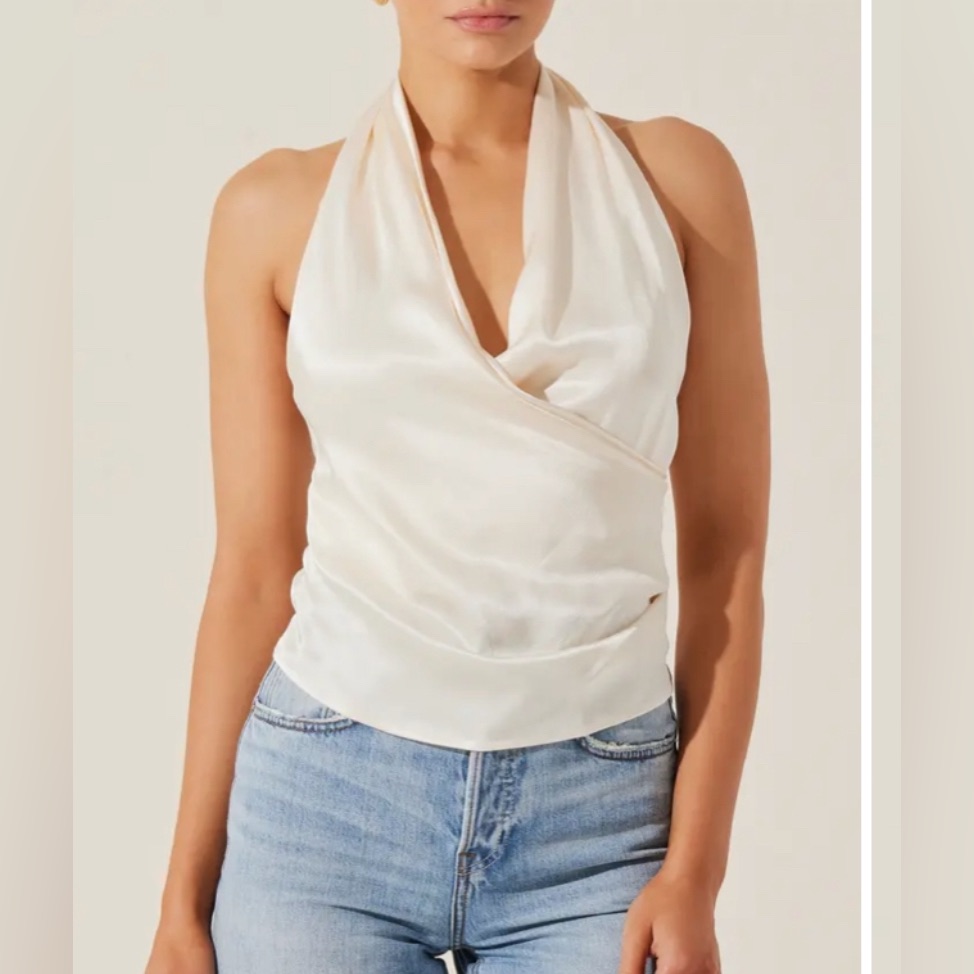 Astr The Label Draped Satin Halter Top